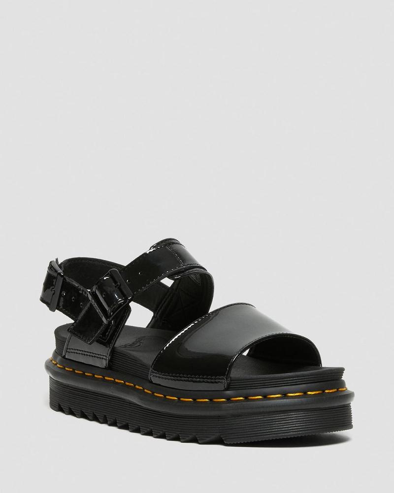 Sandalias De Gladiador Dr Martens Voss Charol Cuero Mujer Negros | MX 481MQZ